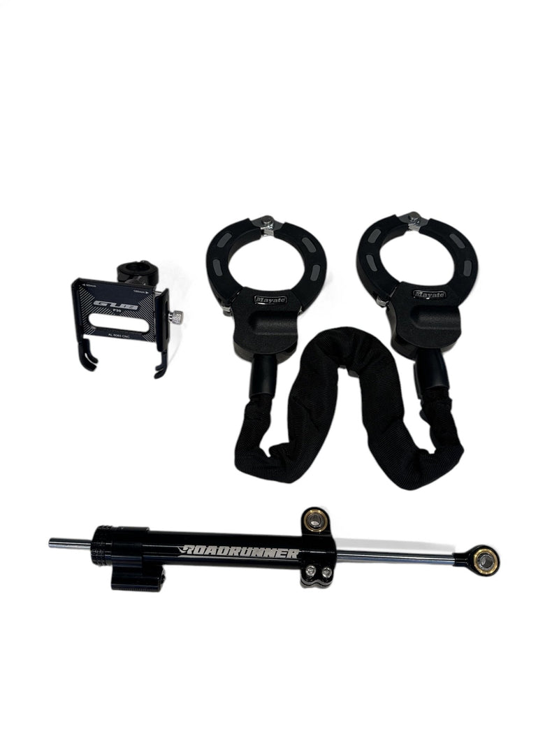 Load image into Gallery viewer, RS5 Performance Bundle – Includes Steering Damper, Lock & Phone Mount - RoadRunner Scooters