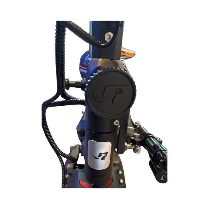 Close-up of a mechanical component with branding on a white background