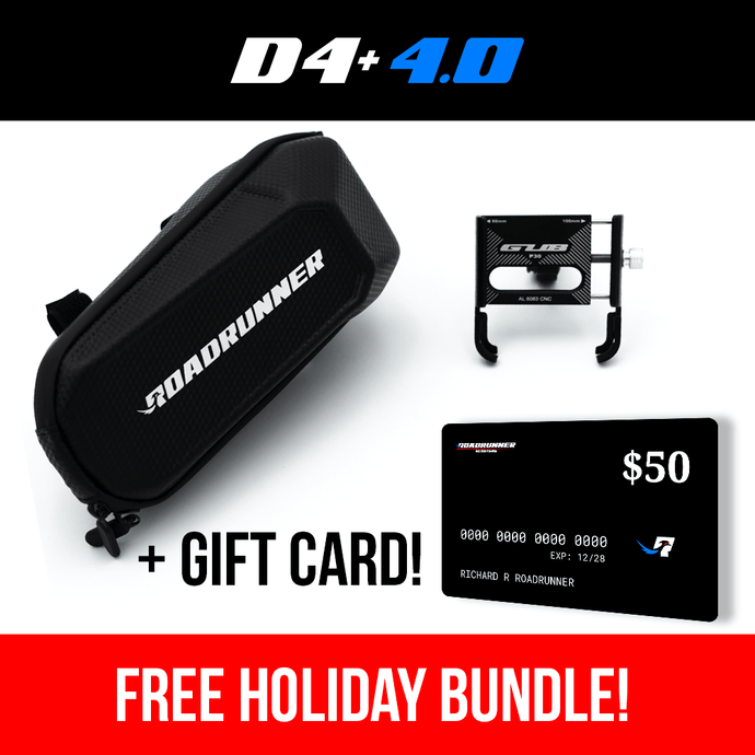 D4+ 4.0 Bundle - Phone Holder + Scooter Bag + $50 Gift Card - RoadRunner Scooters